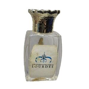Empty Glass Bottle with the Virgin Eau de Lourdes 2.5" X 1.25" Holy Water